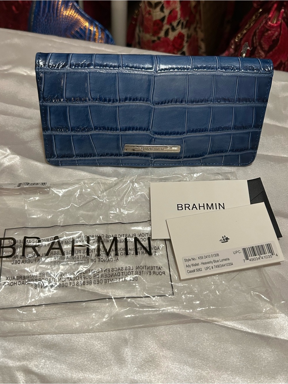 Brahmin “Heavenly Blue Lumeria” Croc-Embossed Ady Wallet BNWT